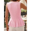 image:imageCicy Bell Womens Pleated Peplum Tank Tops Fitted Ribbed Knit Crew Neck Blouses Summer Sweater VestCute Pink