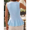 image:imageCicy Bell Womens Pleated Peplum Tank Tops Fitted Ribbed Knit Crew Neck Blouses Summer Sweater VestCute Sky Blue