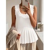 image:imageCicy Bell Womens Pleated Peplum Tank Tops Fitted Ribbed Knit Crew Neck Blouses Summer Sweater VestCute White