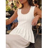 image:imageCicy Bell Womens Pleated Peplum Tank Tops Fitted Ribbed Knit Crew Neck Blouses Summer Sweater VestCute White