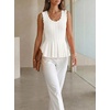 image:imageCicy Bell Womens Pleated Peplum Tank Tops Fitted Ribbed Knit Crew Neck Blouses Summer Sweater VestCute White