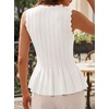 image:imageCicy Bell Womens Pleated Peplum Tank Tops Fitted Ribbed Knit Crew Neck Blouses Summer Sweater VestCute White