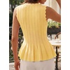 image:imageCicy Bell Womens Pleated Peplum Tank Tops Fitted Ribbed Knit Crew Neck Blouses Summer Sweater VestCute Yellow