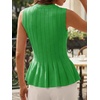 image:imageCicy Bell Womens Pleated Peplum Tank Tops Fitted Ribbed Knit Crew Neck Blouses Summer Sweater VestGreen