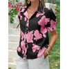 image:imageCicy Bell Womens Puff Sleeve Button Down Shirts Floral Print Summer Casual Tops Boho Loose Fit Collared BlouseBlack Pink