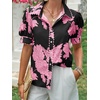 image:imageCicy Bell Womens Puff Sleeve Button Down Shirts Floral Print Summer Casual Tops Boho Loose Fit Collared BlouseBlack Pink