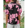 image:imageCicy Bell Womens Puff Sleeve Button Down Shirts Floral Print Summer Casual Tops Boho Loose Fit Collared BlouseBlack Pink