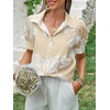 image:imageCicy Bell Womens Puff Sleeve Button Down Shirts Floral Print Summer Casual Tops Boho Loose Fit Collared BlouseKhaki