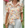 image:imageCicy Bell Womens Puff Sleeve Button Down Shirts Floral Print Summer Casual Tops Boho Loose Fit Collared BlouseWhite Floral