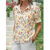 image:imageCicy Bell Womens Puff Sleeve Button Down Shirts Floral Print Summer Casual Tops Boho Loose Fit Collared BlouseWhite Floral