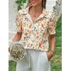 image:imageCicy Bell Womens Puff Sleeve Button Down Shirts Floral Print Summer Casual Tops Boho Loose Fit Collared BlouseWhite Floral