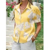 image:imageCicy Bell Womens Puff Sleeve Button Down Shirts Floral Print Summer Casual Tops Boho Loose Fit Collared BlouseYellow