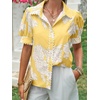 image:imageCicy Bell Womens Puff Sleeve Button Down Shirts Floral Print Summer Casual Tops Boho Loose Fit Collared BlouseYellow