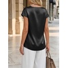 image:imageCicy Bell Womens Satin Cap Short Sleeve Blouses Casual V Neck Tops Summer Dressy Business Work Silky ShirtsBlack