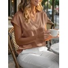 image:imageCicy Bell Womens Satin Cap Short Sleeve Blouses Casual V Neck Tops Summer Dressy Business Work Silky ShirtsBrown