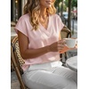 image:imageCicy Bell Womens Satin Cap Short Sleeve Blouses Casual V Neck Tops Summer Dressy Business Work Silky ShirtsLight Pink
