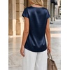 image:imageCicy Bell Womens Satin Cap Short Sleeve Blouses Casual V Neck Tops Summer Dressy Business Work Silky ShirtsNavy