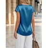 image:imageCicy Bell Womens Satin Cap Short Sleeve Blouses Casual V Neck Tops Summer Dressy Business Work Silky ShirtsPeacock