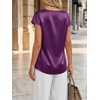 image:imageCicy Bell Womens Satin Cap Short Sleeve Blouses Casual V Neck Tops Summer Dressy Business Work Silky ShirtsPurple