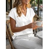 image:imageCicy Bell Womens Satin Cap Short Sleeve Blouses Casual V Neck Tops Summer Dressy Business Work Silky ShirtsWhite