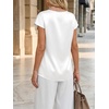 image:imageCicy Bell Womens Satin Cap Short Sleeve Blouses Casual V Neck Tops Summer Dressy Business Work Silky ShirtsWhite