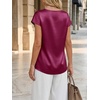 image:imageCicy Bell Womens Satin Cap Short Sleeve Blouses Casual V Neck Tops Summer Dressy Business Work Silky ShirtsWine Red