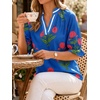 image:imageCicy Bell Womens Summer Floral Blouses Puff Ruffle Sleeve V Neck Boho Shirts Dressy Casual Flowy Blouse TopsBaby Blue