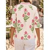 image:imageCicy Bell Womens Summer Floral Blouses Puff Ruffle Sleeve V Neck Boho Shirts Dressy Casual Flowy Blouse TopsBeige