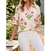 image:imageCicy Bell Womens Summer Floral Blouses Puff Ruffle Sleeve V Neck Boho Shirts Dressy Casual Flowy Blouse TopsBeige