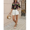 image:imageCicy Bell Womens Summer Floral Blouses Puff Ruffle Sleeve V Neck Boho Shirts Dressy Casual Flowy Blouse TopsBlack