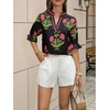 image:imageCicy Bell Womens Summer Floral Blouses Puff Ruffle Sleeve V Neck Boho Shirts Dressy Casual Flowy Blouse TopsBlack