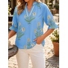image:imageCicy Bell Womens Summer Floral Blouses Puff Ruffle Sleeve V Neck Boho Shirts Dressy Casual Flowy Blouse TopsBlue