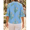 image:imageCicy Bell Womens Summer Floral Blouses Puff Ruffle Sleeve V Neck Boho Shirts Dressy Casual Flowy Blouse TopsBlue