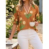 image:imageCicy Bell Womens Summer Floral Blouses Puff Ruffle Sleeve V Neck Boho Shirts Dressy Casual Flowy Blouse TopsBrown
