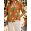 image:imageCicy Bell Womens Summer Floral Blouses Puff Ruffle Sleeve V Neck Boho Shirts Dressy Casual Flowy Blouse TopsBrown