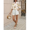 image:imageCicy Bell Womens Summer Floral Blouses Puff Ruffle Sleeve V Neck Boho Shirts Dressy Casual Flowy Blouse TopsCreamy White