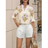 image:imageCicy Bell Womens Summer Floral Blouses Puff Ruffle Sleeve V Neck Boho Shirts Dressy Casual Flowy Blouse TopsCreamy White