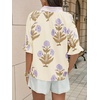 image:imageCicy Bell Womens Summer Floral Blouses Puff Ruffle Sleeve V Neck Boho Shirts Dressy Casual Flowy Blouse TopsCreamy White