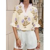 image:imageCicy Bell Womens Summer Floral Blouses Puff Ruffle Sleeve V Neck Boho Shirts Dressy Casual Flowy Blouse TopsCreamy White