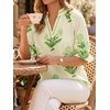 image:imageCicy Bell Womens Summer Floral Blouses Puff Ruffle Sleeve V Neck Boho Shirts Dressy Casual Flowy Blouse TopsCyanblue