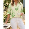 image:imageCicy Bell Womens Summer Floral Blouses Puff Ruffle Sleeve V Neck Boho Shirts Dressy Casual Flowy Blouse TopsCyanblue