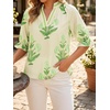 image:imageCicy Bell Womens Summer Floral Blouses Puff Ruffle Sleeve V Neck Boho Shirts Dressy Casual Flowy Blouse TopsCyanblue