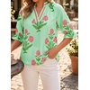 image:imageCicy Bell Womens Summer Floral Blouses Puff Ruffle Sleeve V Neck Boho Shirts Dressy Casual Flowy Blouse TopsLight Green