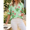 image:imageCicy Bell Womens Summer Floral Blouses Puff Ruffle Sleeve V Neck Boho Shirts Dressy Casual Flowy Blouse TopsLight Green