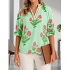 image:imageCicy Bell Womens Summer Floral Blouses Puff Ruffle Sleeve V Neck Boho Shirts Dressy Casual Flowy Blouse TopsLight Green
