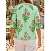 image:imageCicy Bell Womens Summer Floral Blouses Puff Ruffle Sleeve V Neck Boho Shirts Dressy Casual Flowy Blouse TopsLight Green