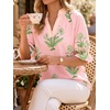 image:imageCicy Bell Womens Summer Floral Blouses Puff Ruffle Sleeve V Neck Boho Shirts Dressy Casual Flowy Blouse TopsLight Pink