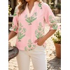 image:imageCicy Bell Womens Summer Floral Blouses Puff Ruffle Sleeve V Neck Boho Shirts Dressy Casual Flowy Blouse TopsLight Pink
