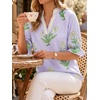 image:imageCicy Bell Womens Summer Floral Blouses Puff Ruffle Sleeve V Neck Boho Shirts Dressy Casual Flowy Blouse TopsLight Purple