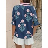 image:imageCicy Bell Womens Summer Floral Blouses Puff Ruffle Sleeve V Neck Boho Shirts Dressy Casual Flowy Blouse TopsNavy